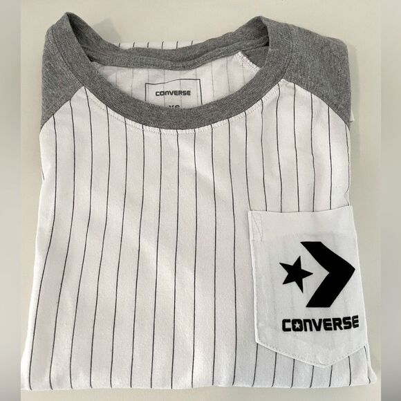 Converse striped gray and white baseball pocket t-shirt- Size XS UNISEX - Picture 6 of 8